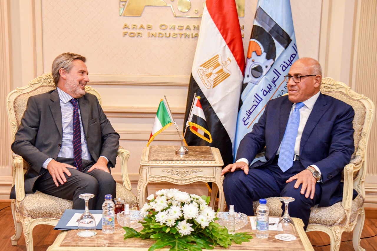The Chairman  of the Arab Organization for Industrialization discusses with the Italian Ambassador in Cairo, Strengthening cooperation mechanisms