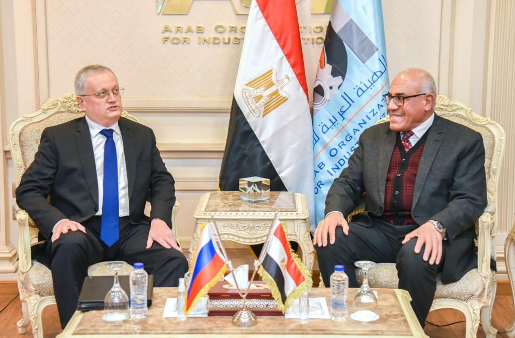 The Chairman of the Arab Organization for Industrialization discusses with the Russian ambassador in Cairo  Strengthening partnership in various fields of manufacturing