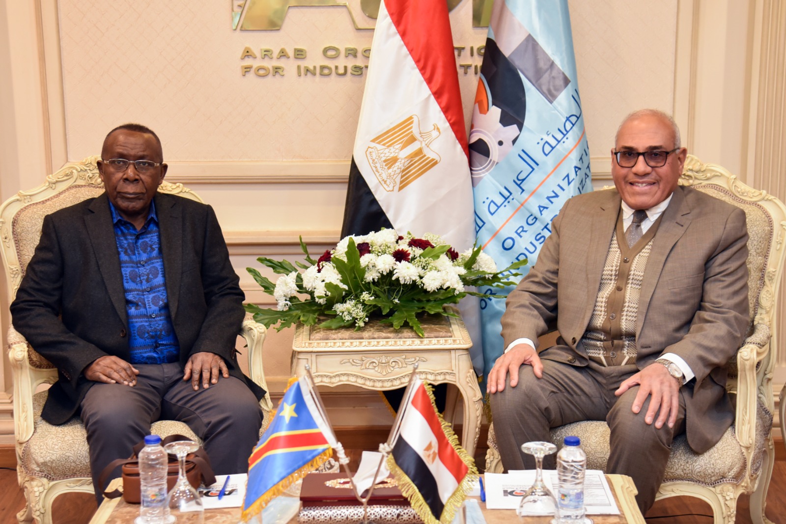 The Chairman of the Arab Organization for Industrialization meets with the Congolese Minister of National Defense and Veterans