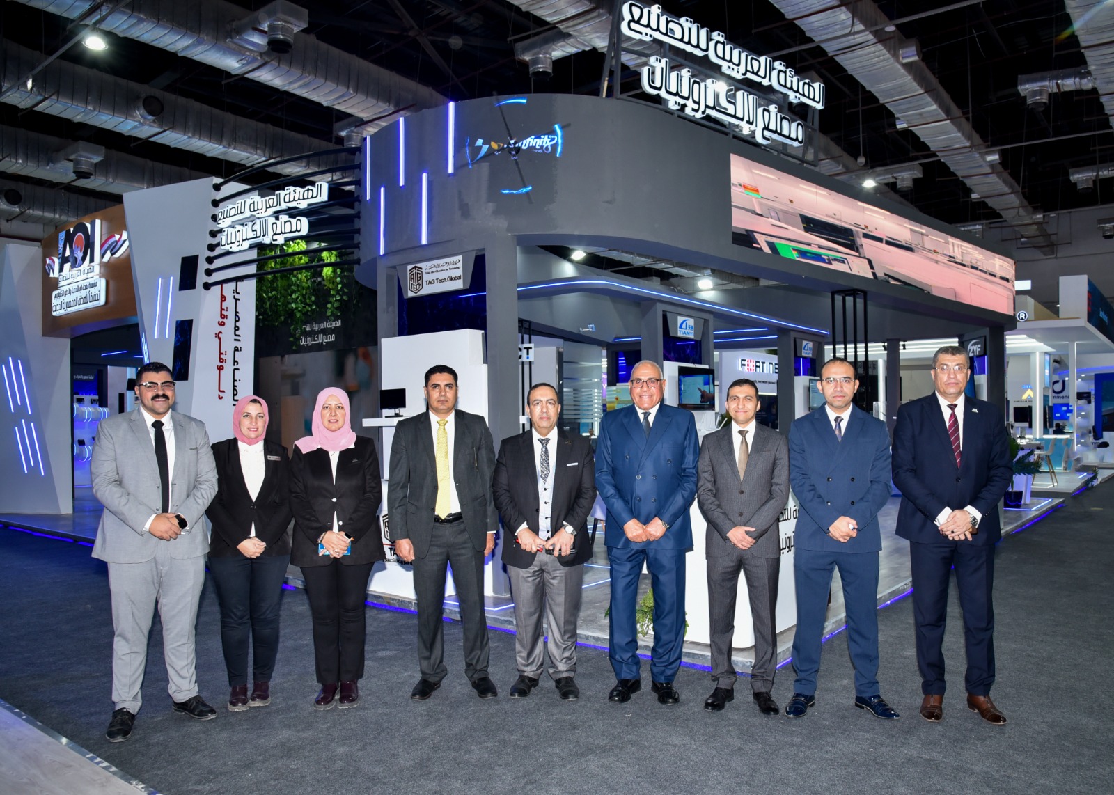 The Chairman  of the Arab Organization for Industrialization inspects the Aoi’s pavilion At the Cairo International Technology Exhibition “Cairo ICT”