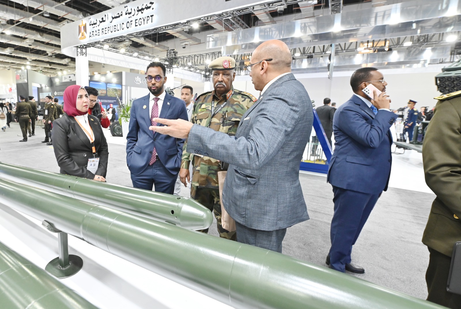 A turnout of official delegations and major international institutions and companies to inspect the pavilion of the AOI at EDEX 2023.