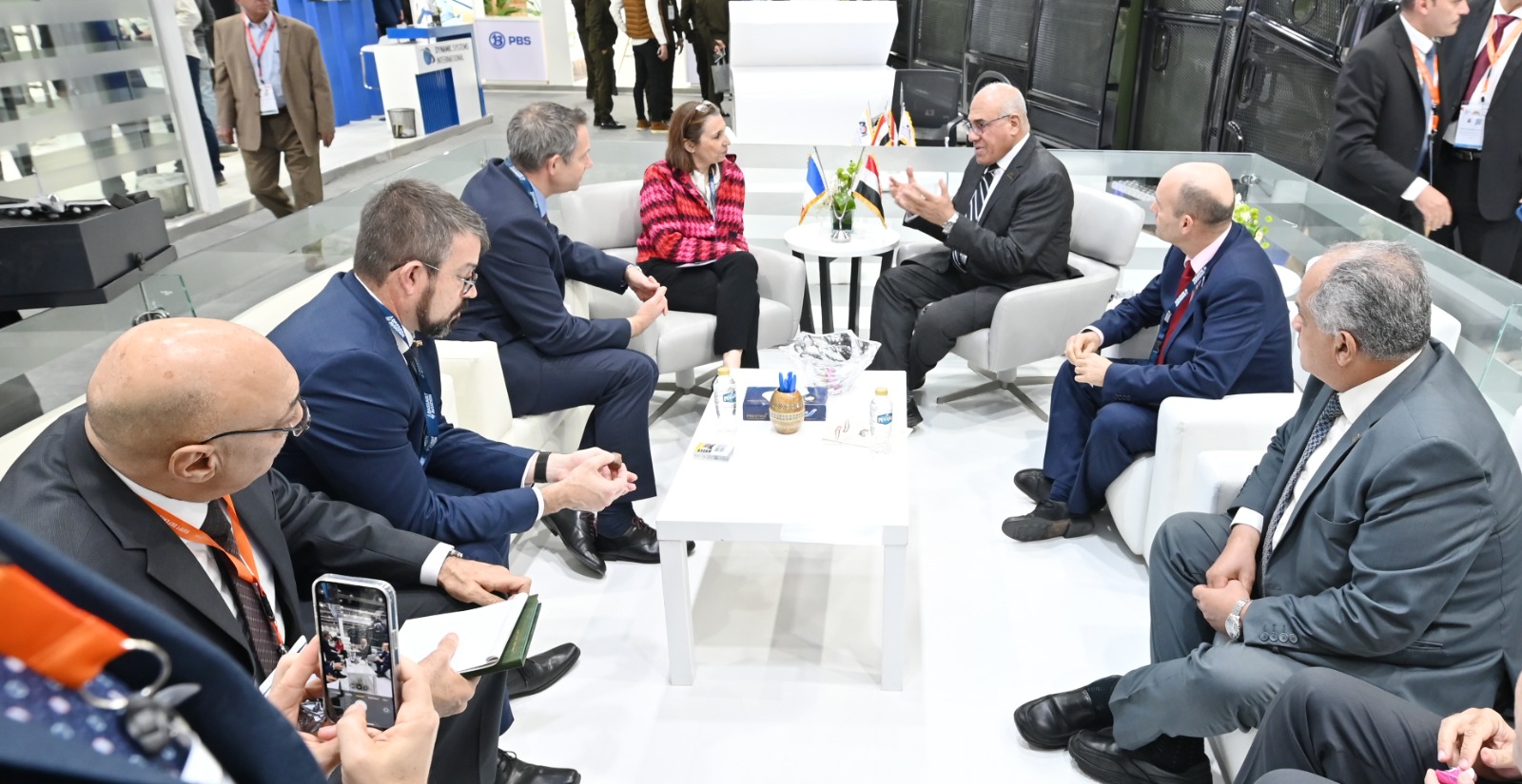 The Chairman  of the AOI discusses with the French Dassault delegation the development of the existing partnership in the Arab Organization for Industrialization School of Applied Technology