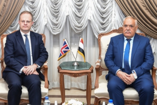 The Chairman of Arab for Industrialization talks with the British Ambassador to Cairo