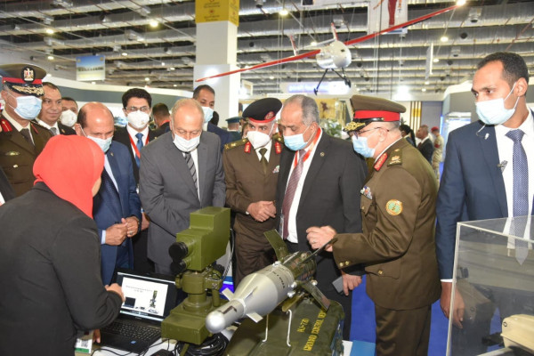 The Secretary-General of the League of Arab States inspects the Arab Industrialization Pavilion at IDEX 2021